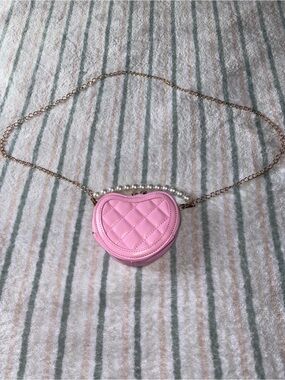 Pink Heart Crossbody Bag with Pearl Handle
